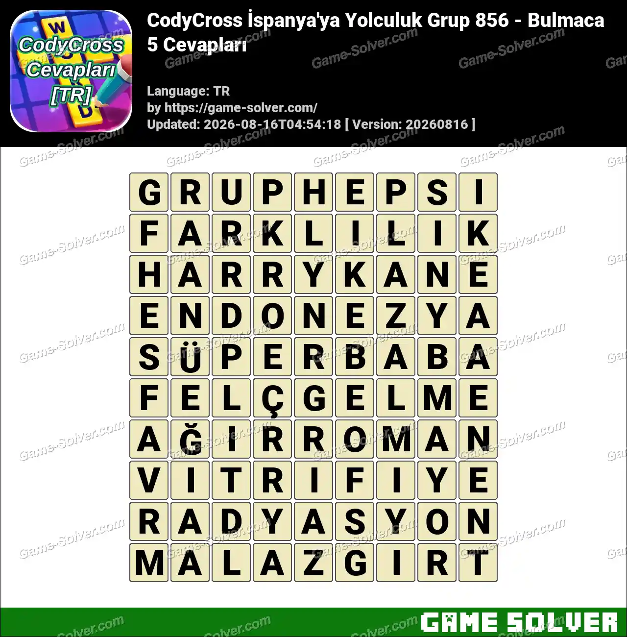 CodyCross İspanya’ya Yolculuk Grup 856 – Bulmaca 5 Cevapları